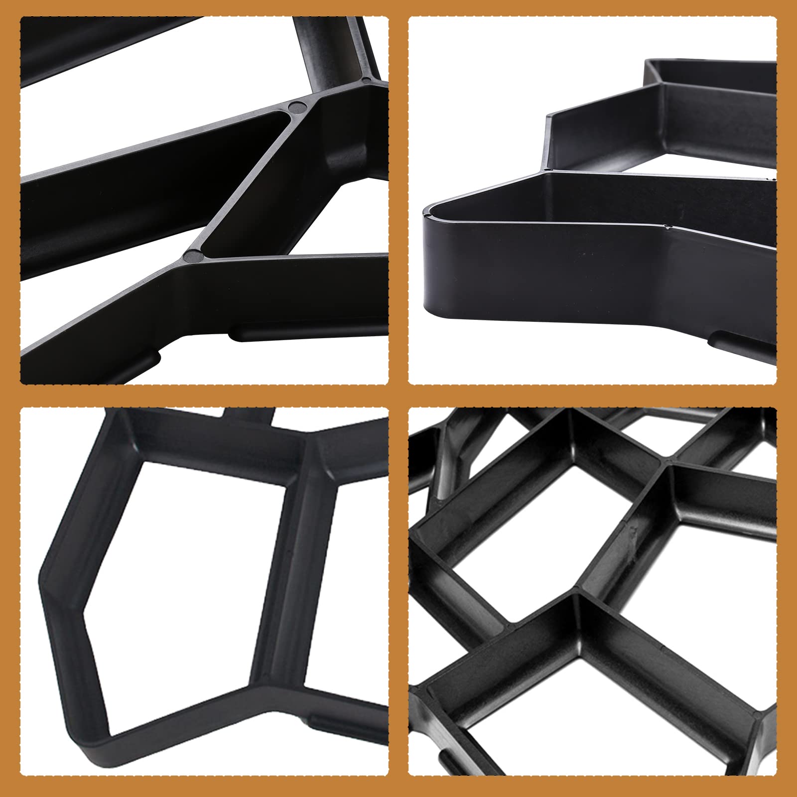 2 sztuki DIY forma do betonu, forma do robienia podłóg wielokrotnego użytku, czarny tynk do płyt gipsowo-kartonowych do tworzyw sztucznych do chodników ogrodowych (43 x 43 x 4 cm, nieregularny