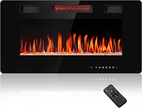 Miniatura 1 de R.W.FLAME Chimenea eléctrica de 36 pulgadas totalmente empotrada y montada en la pared, varios colores y llamas..