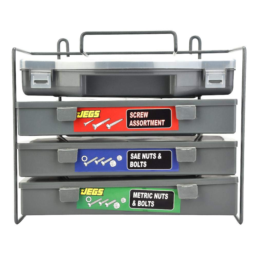 Cocoarm Kit de 1200 Tornillos de Máquina y Tuercas Hexagonales, Organizador de Marco de Metal con 4 Estuches Extraíbles, Compartimentos Ajustables para Reparación Doméstica, Taller, Uso Industrial