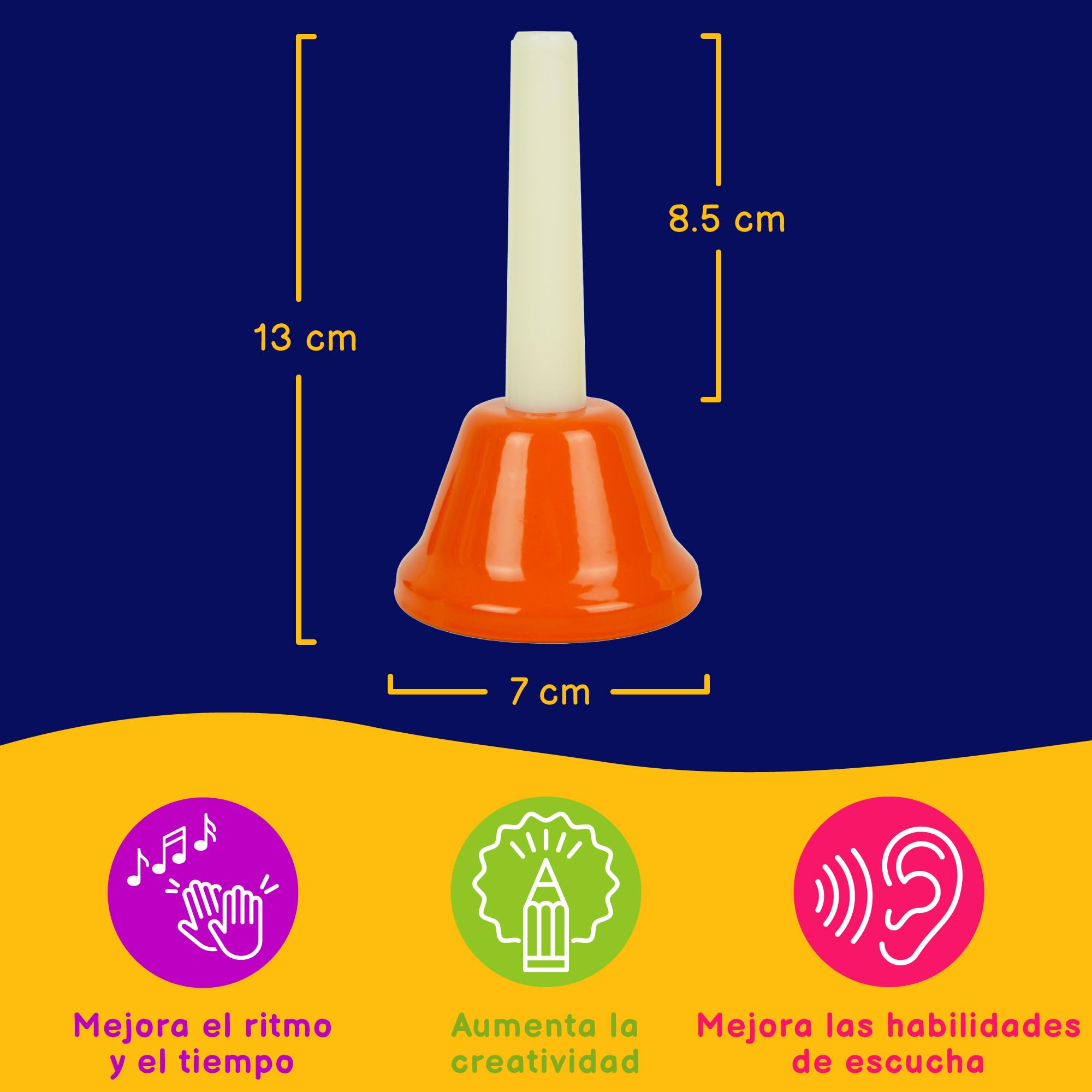 A-Star Juego de 8 campanas de mano diatónicas de metal arcoíris de colores - C6 a C7