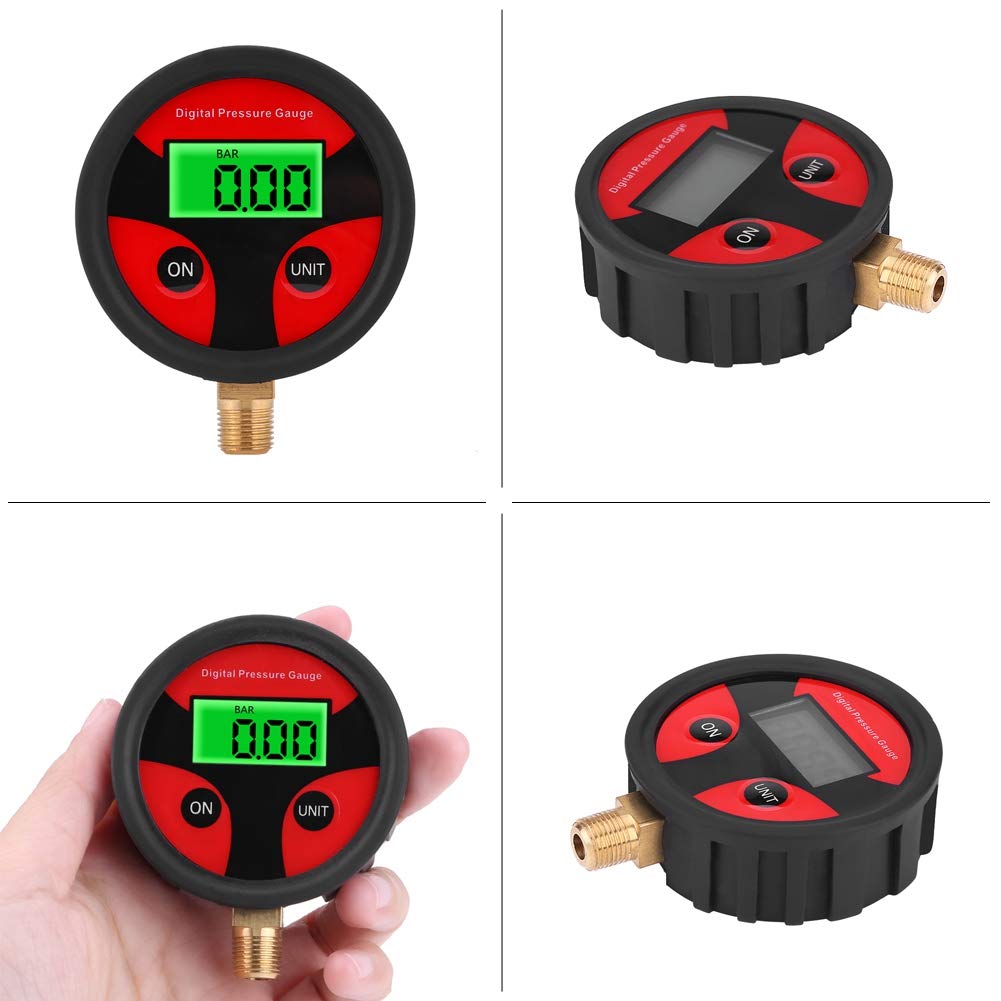 0 Manomètre de pression de pneu numérique LCD Sn 200 psi pour voiture, camion, moto, vélo