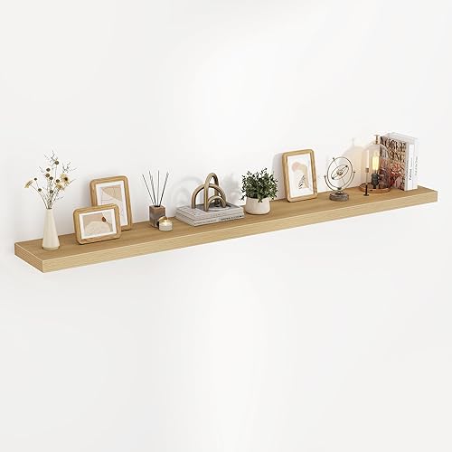 Miniatura 23 de Estantes flotantes de 24 pulgadas, con textura 3D de veta de madera, estantes flotantes de pared de 24"x9.25"x1.5" de profundidad, estantes de Roble
