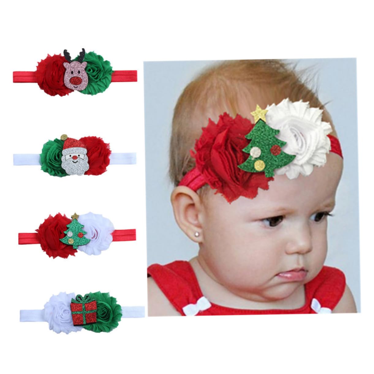 Beavorty 24piezas Diademas De Navidad Para Bebés Diseño Adorable Accesorios Para Niñas Para Fiestas y Sesiones De Fotos Comodidad y Material Duradero