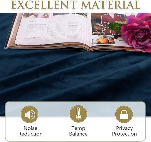 Miniatura 50 de StangH Cortinas verdes de terciopelo, cortinas extralargas para oscurecer la habitación del dormitorio, cortinas para sala de estar, cortina Verde