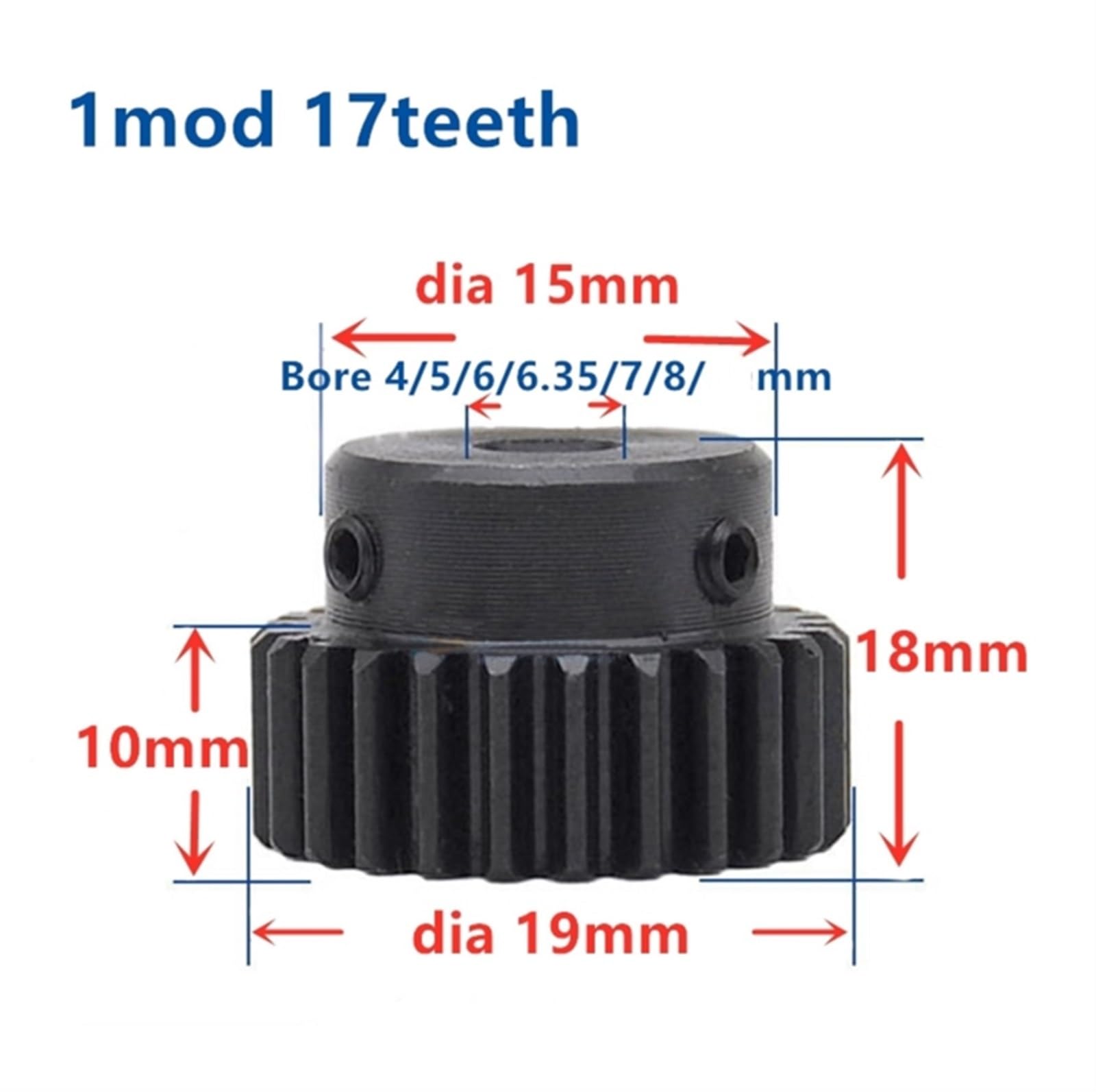 Bevel Gear Pinion Hardware Mechanical 1Mod 1 Modulus Gear Rack Steel 10 * 10 * 500mm + 2 Units 17teeth Pinion 45 Steel Gear Metal Gear 1mod Gear Pinion(6mm)