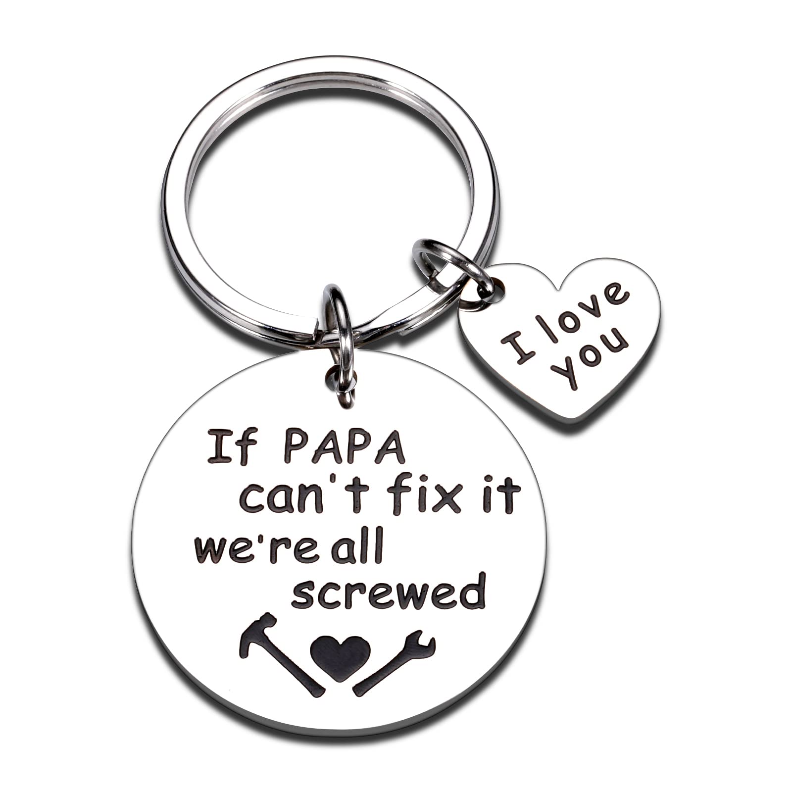 Dad Valentines Fathers Day Keychain Gifts from Daughter Son Daddy Birthday Christmas Gift for Stepdad New Dad to Be Husband from Kids Stepdaughter Wife Father of The Bride Wedding Presents Men Him