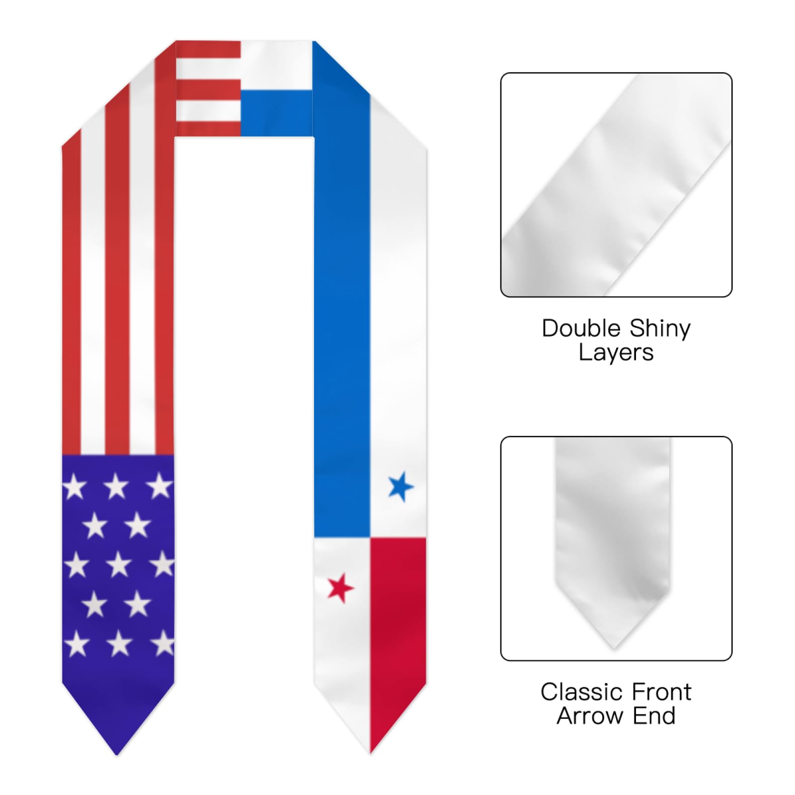 Panama Panamanian America Flag Graduation Stole Sash Shawl for Men Women Thickened Scarf for International Students Teachers Study Aboard Graduate Gift 72 inches Unisex