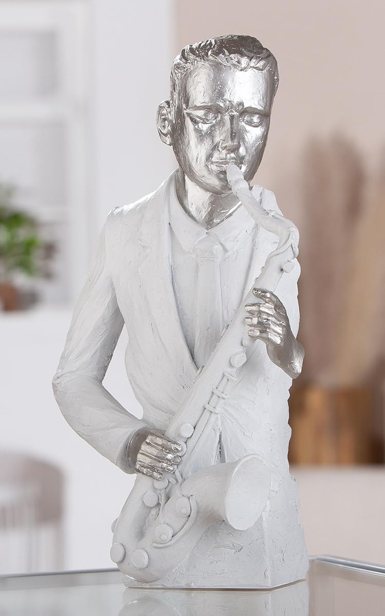 GILDE Decorative Figurine, Resin, White, Höhe 31,5 cm