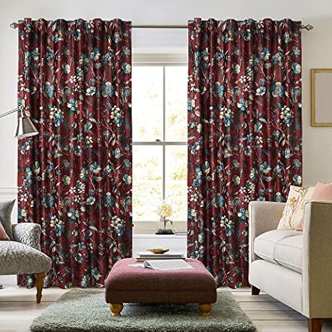 Tribeca Living Luxury Printed Velvet Room Darkening Window Curtains - 50 x 96-Inch, Amara Garnet, 2 Panels (Rod Pocket/Back Tab) Cover