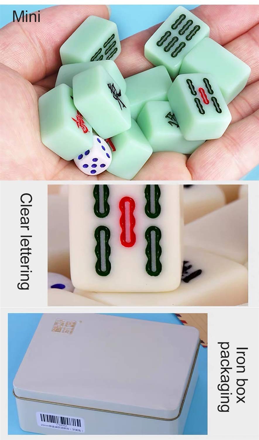 Mahjong, Reisebrettspiel, Mini Travel Mah Jong, 144 Kacheln Traditionelle chinesische Mahjong-Spiele mit Box, tragbare Größe und leichte Kacheln, 20 x 14 x 10 mm (Farbe: Lila, Größe: 20 * 14
