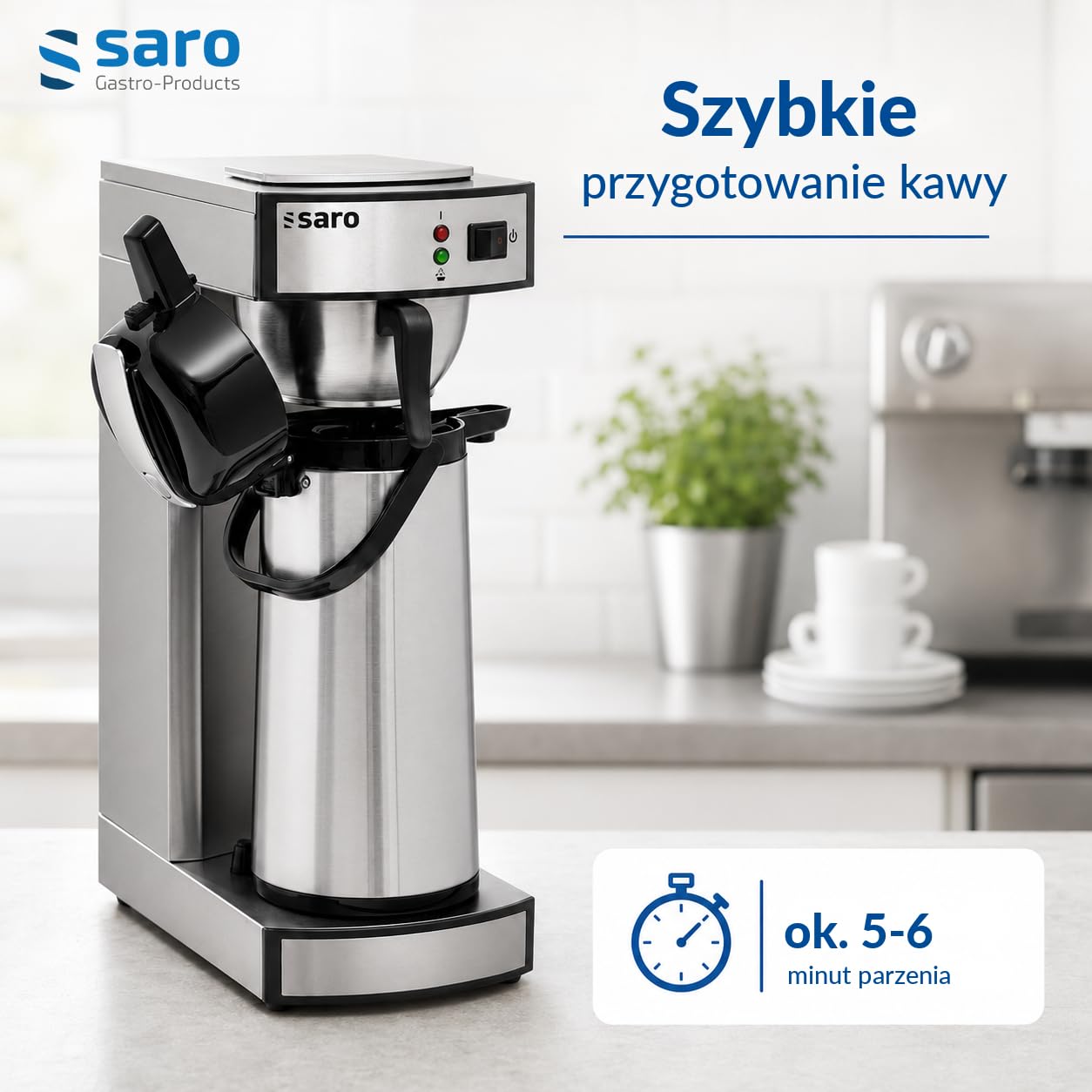 Saro 317-2085 SAROMICA THERMO 24 Ekspres do Kawy, 1900 W, 1,8 L, Srebrny