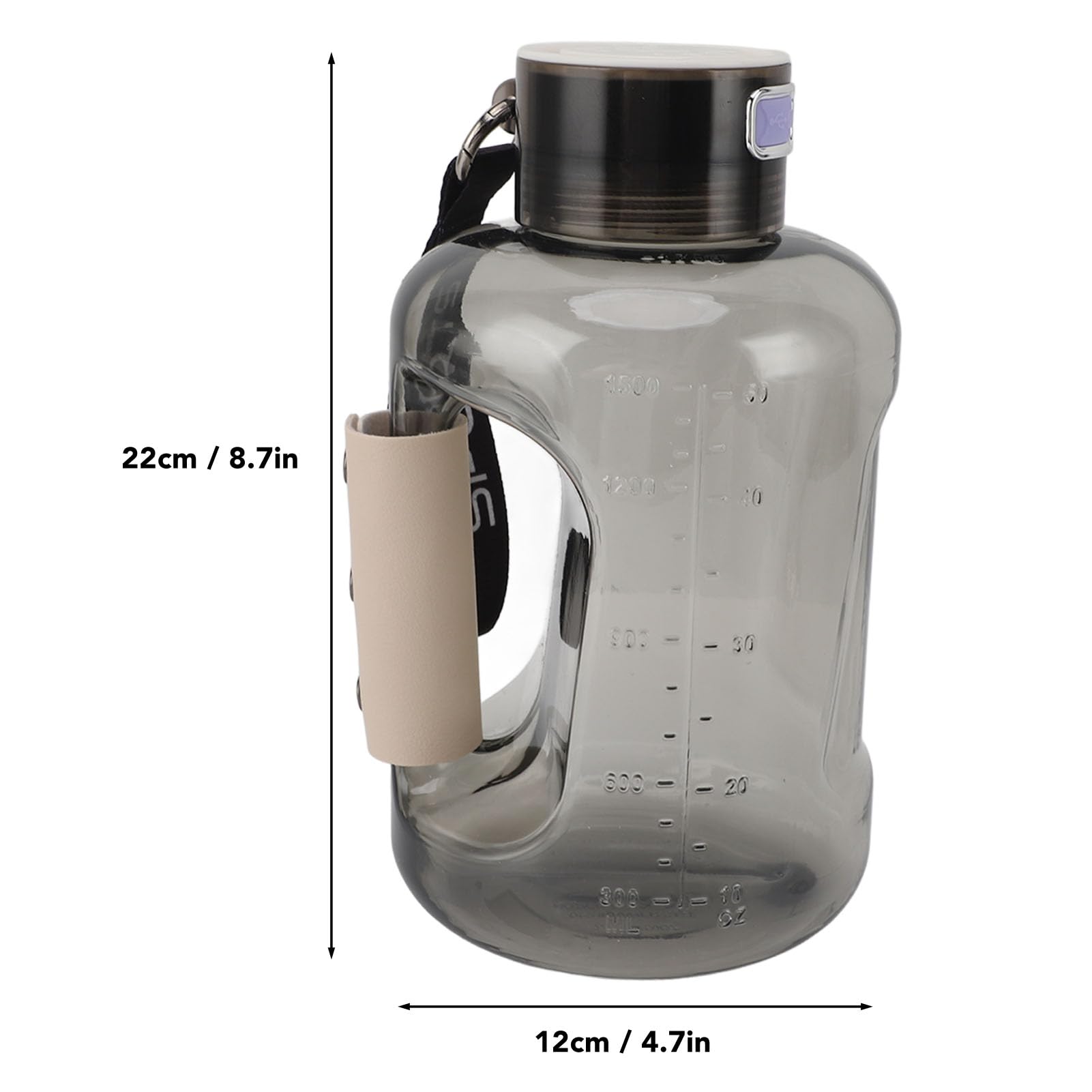 1,5 L Hydrogen Water Bottle, Générateur de Bouteille D'eau D'hydrogène Portable avec Technologie SPE PEM, Bouteille D'hydrogène Rechargeable de 1500 Ml ou Voyage à (Noir frêne)