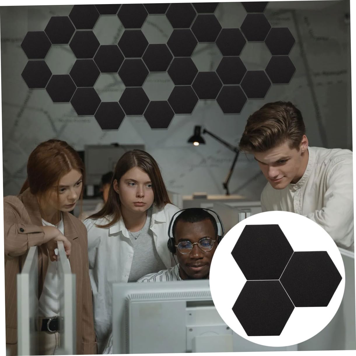 Levemolo Paneles Acústicos Hexagonales de Poliuretano Ignífugo para Paredes y Estudios de Grabación
