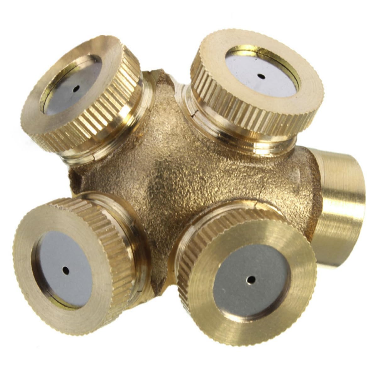 POPETPOP 4Hole Brass Spray Nozzle for Agricultural Irrigation Garden Misting Sprayer Fitting for Cooling Roofs Application and Area Watering