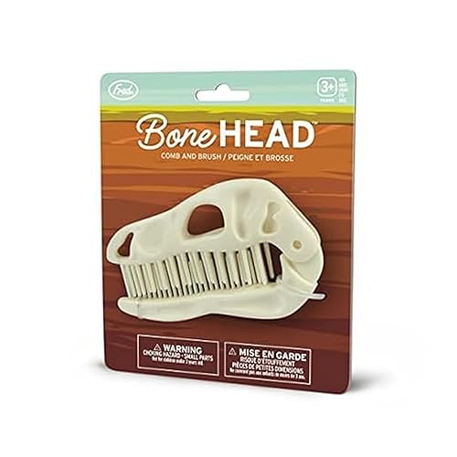 Genuine Fred BONEHEAD - Cepillo y peine plegable, divertido diseño de dinosaurio, herramienta para el cuidado del cabello y peine desenredante,