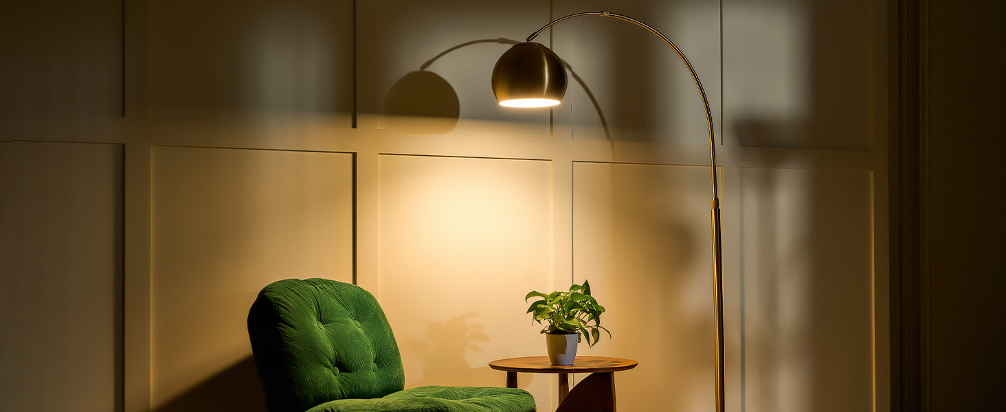 Image of CO-Z Modern Arc Floor Lamp 69 inch, Arch Floor Lamps with LED Bulb, Inner White Metal Shade and Marble Base, Contemporary Standing Light for Living Room Couch Sofa