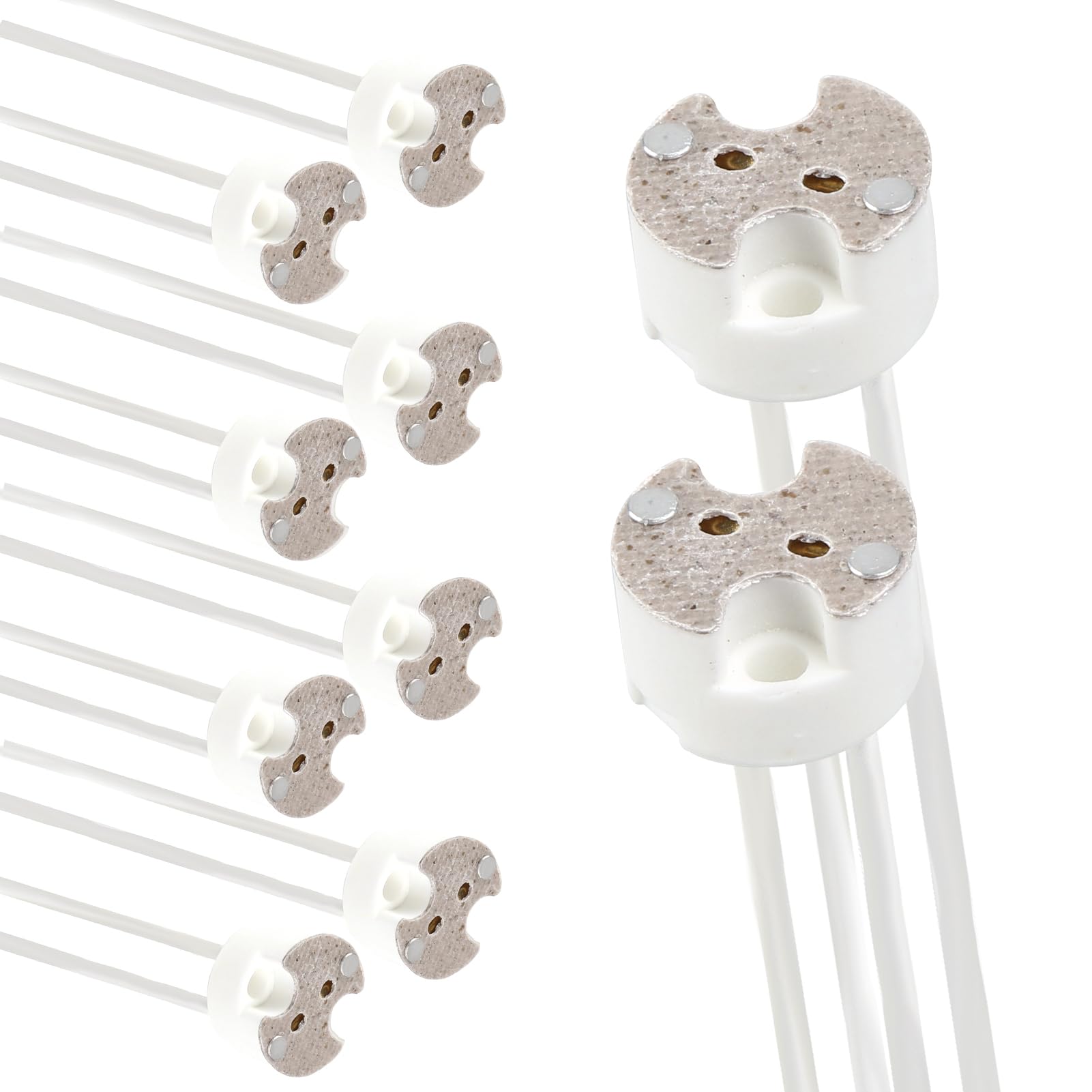 10 Stück 12V GU5.3 Fassung mit 14cm Silikonkabel, MR16 GU5.3 Keramik Fassung, Sockel mit Kabel für G4 GU4 G6.35 Max 100W Halogen und LED Lampen