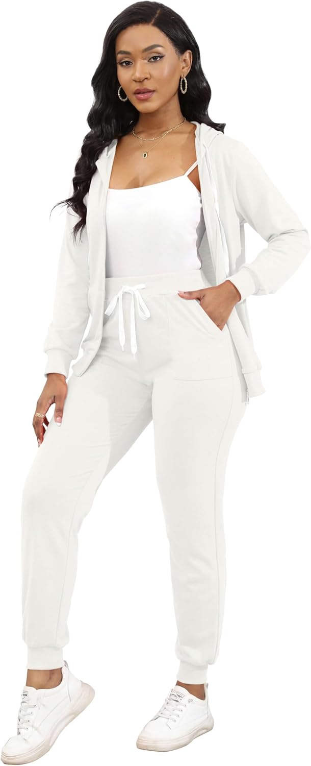 CLOCOR Track Suits for Women Set - Casual 2 Piece Outfits Sweatsuit Pocket Hoodies Long Sleeve with Patchwork Pants Set - Image 3