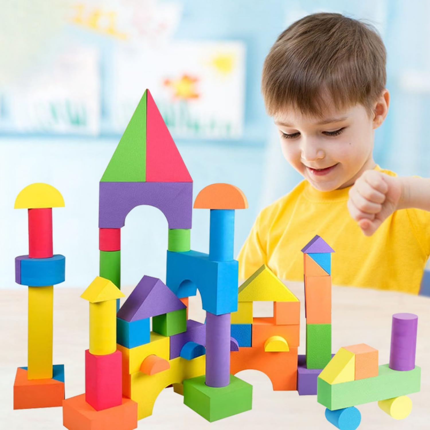 Blocs De Construction En Mousse EVA - 30 Pièces, Couleurs Arc-en-ciel - Jouet De Bain Et éducatif Sans BPA - Dès 18 Mois
