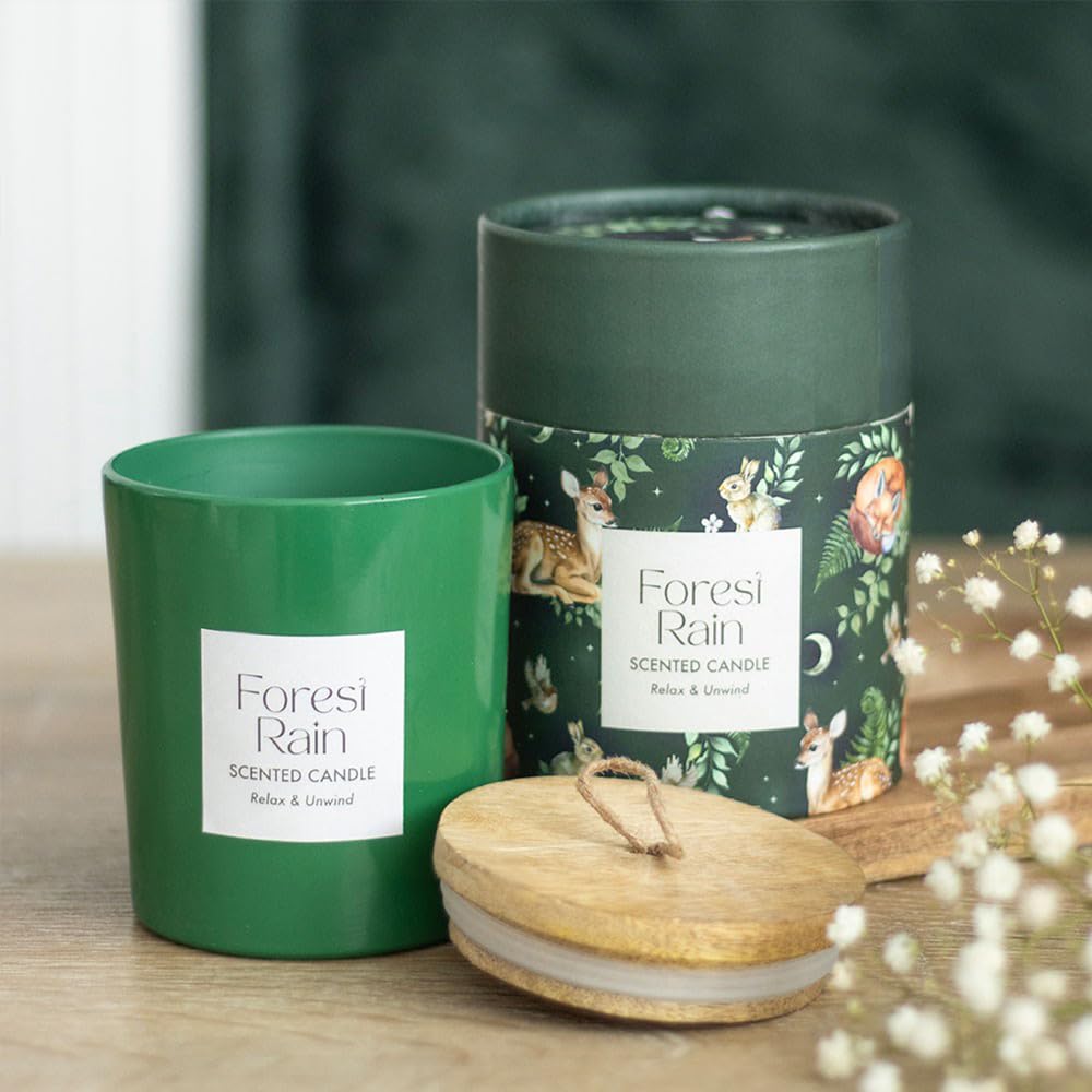 That's Crackers Green Forest Rain | Woodland Scented Candle | 28Hr Burn | Gift Idea