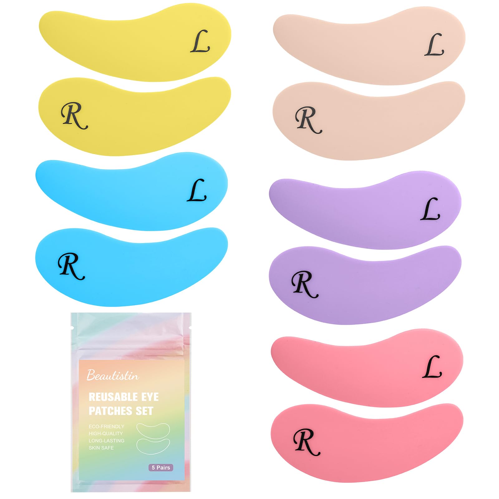 Beautistin Under Eye Patches Silicone - 5 Pairs Reusable Eye Wrinkle Patches, Reusable Under Eye Mask, Plump Fine Lines & Wrinkles