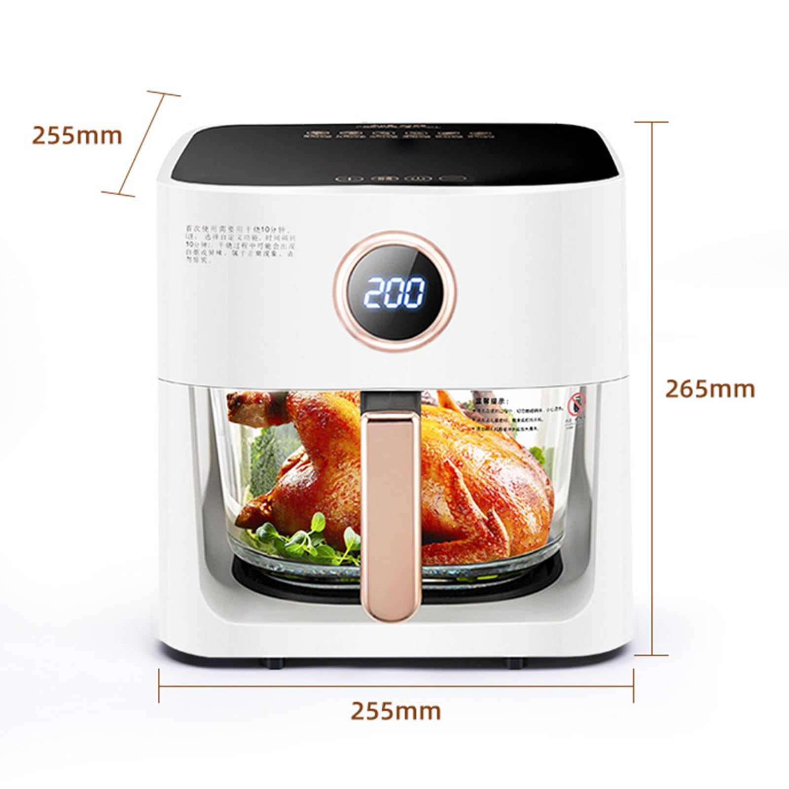 La Friggitrice Ad Aria Ha Una Grande Capacità Di 6 Litri E Un Design Visivo Della Pentola In Vetro For Una Frittura Sana Senza Olio O Fumo.