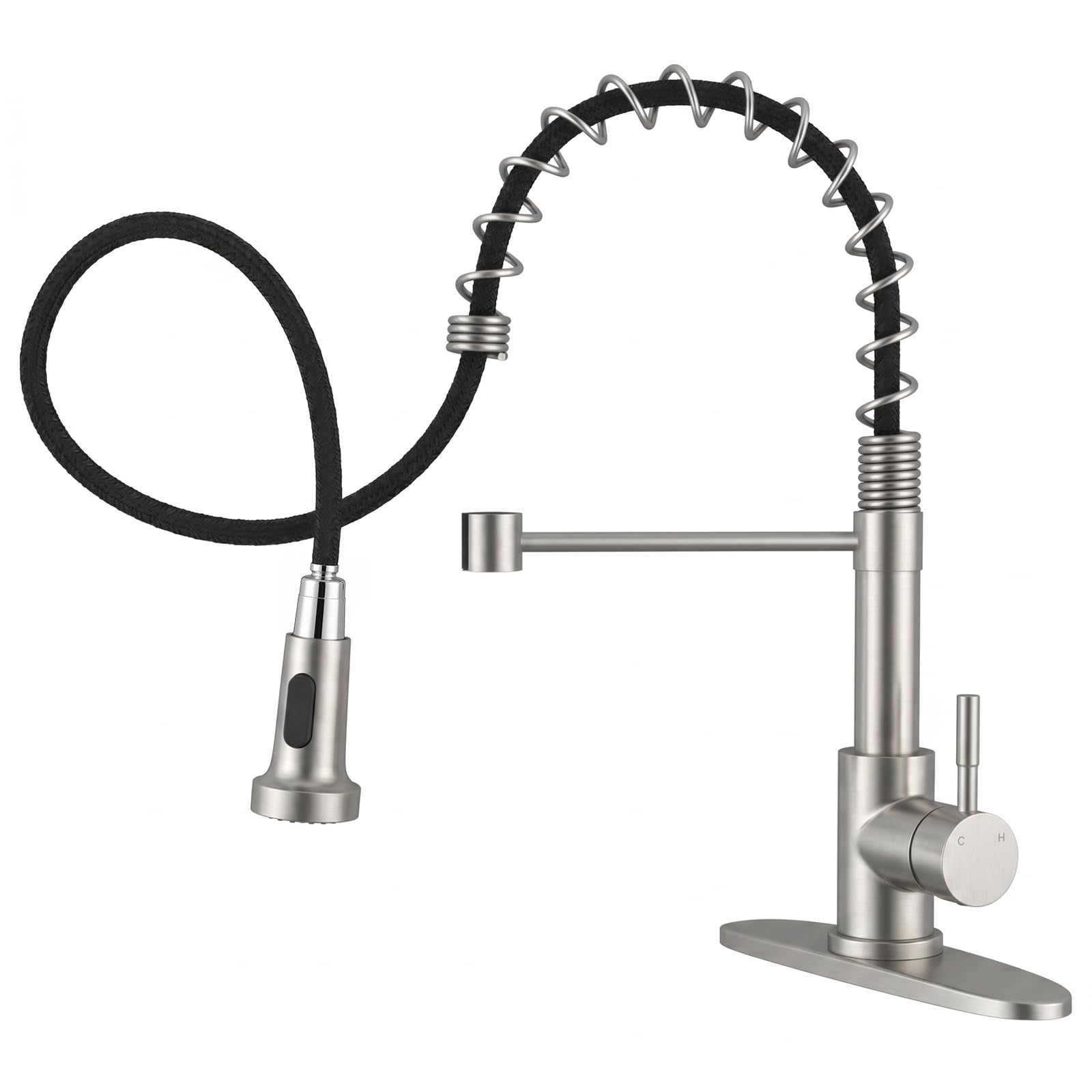 Hiqufet Kitchen Faucet with Pull Down Sprayer, High Arc Single Handle Kitchen Sink Faucet for Pot Filler, Single Hole Single Handle Stainless Steel Bar Sink Faucets