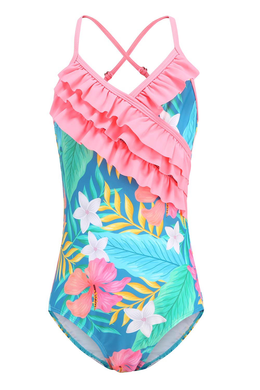 Buy Girls One Piece Swimsuits Hawaiian Ruffle Bathing Suit Kids Floral