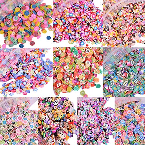 EHOPE 10000 PCS 3D Polyme Slices Fruit Slices DIY Nail Art Slime Supplies Charms Slime Making Kit Decoration Arts Crafts(Fruit,Heart,Plum Blossom,Pentagram,Cake,Cartoon,Animal)