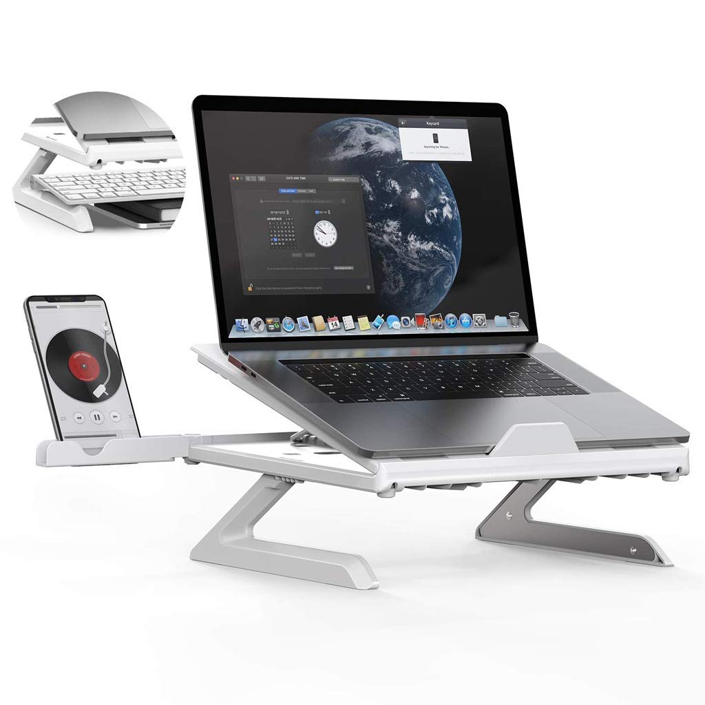 9-ajustable vertical Altura de la base del ordenador portátil, soporte del sostenedor del ordenador portátil con una función de piernas, ergonómico plegable con soporte for teléfono celular compatible