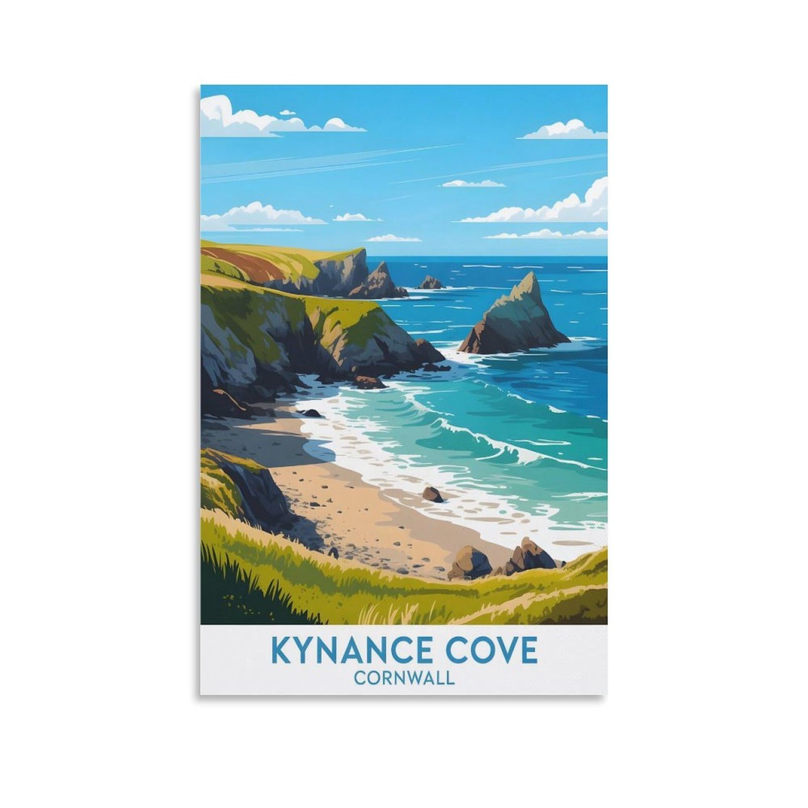 EZMLFA 5D Diamond Painting Kits for Adults,Kynance Cove Cornwall,Diamond Painting,Landscape Gem Art Kits Adult and Crafts Home Decor 30x40cm