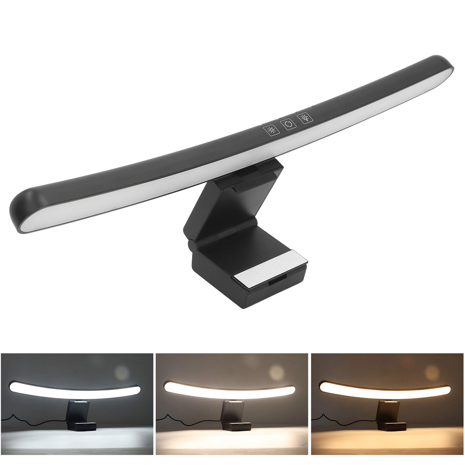 Barre Lumineuse de Moniteur Incurvée avec Télécommande sans Fil, Barre Lumineuse de Moniteur à Gradation Continue pour Le Soin des Yeux, 2950K-6100K et 185LM, Lampe D'écran LED