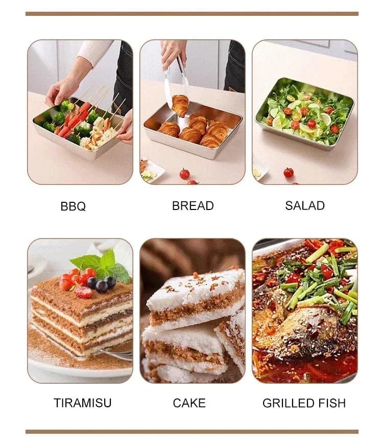 Image of Premium Stainless Steel Food Tray with Lid | Multipurpose Serving, Baking, Storage & Meal Prep Container for Kitchen & Home (1)