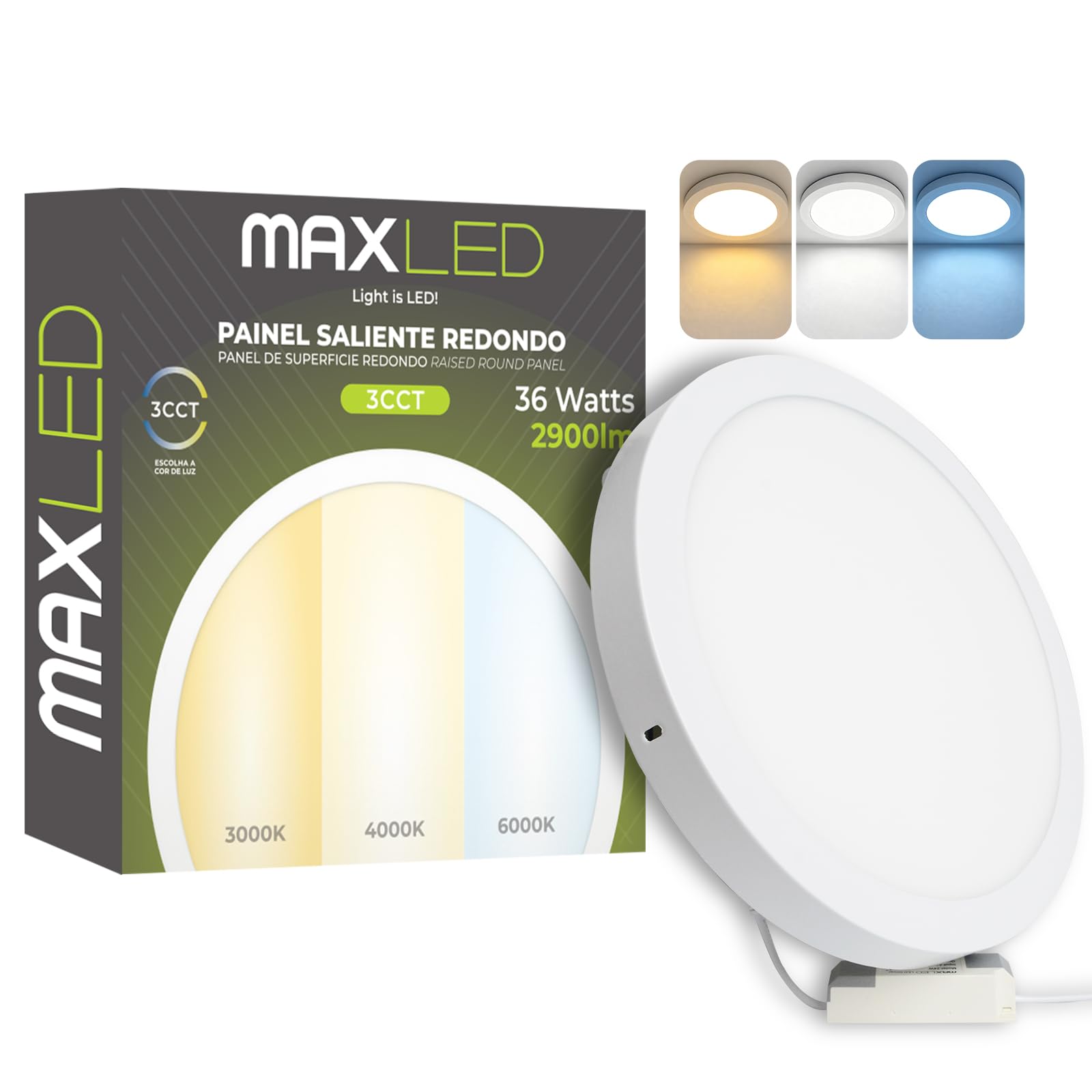 Plafoniera LED Soffitto 36W 2900LM 3CCT 3000K/4000K/6000K Impermeabile Lampada da Soffitto IP44 Plafoniera Bagno Non Dimmerabile Alluminio Φ400mm x 30mm