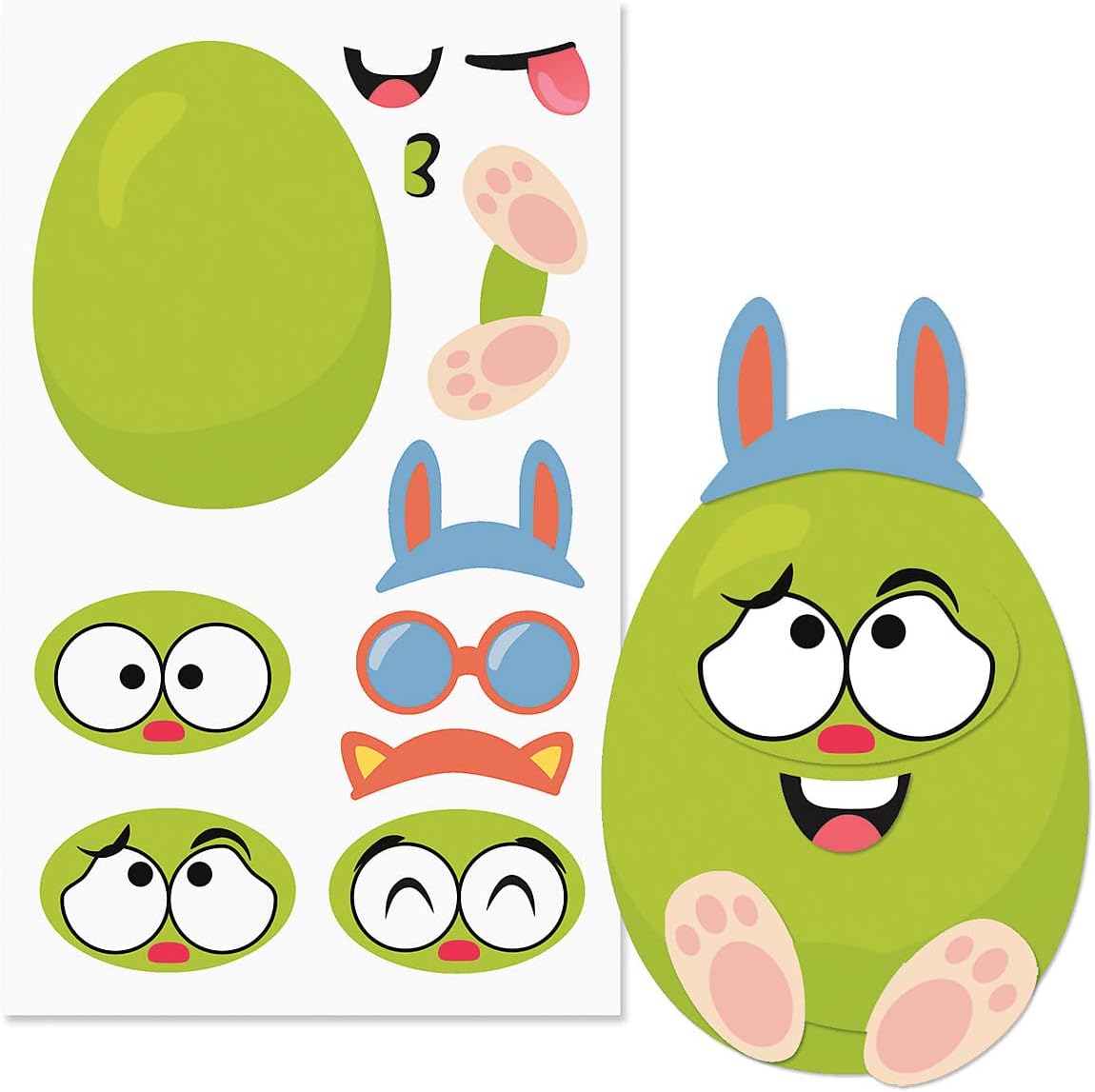 Build-Your-Own-Easter Egg Sticker Sheets, Makes 12 Eggs, Kids Classroom Activities, Party Favors, 132 Stickers, 12 Colorful 4 1/2 x 7 1/2 Inch Sheets, by Current