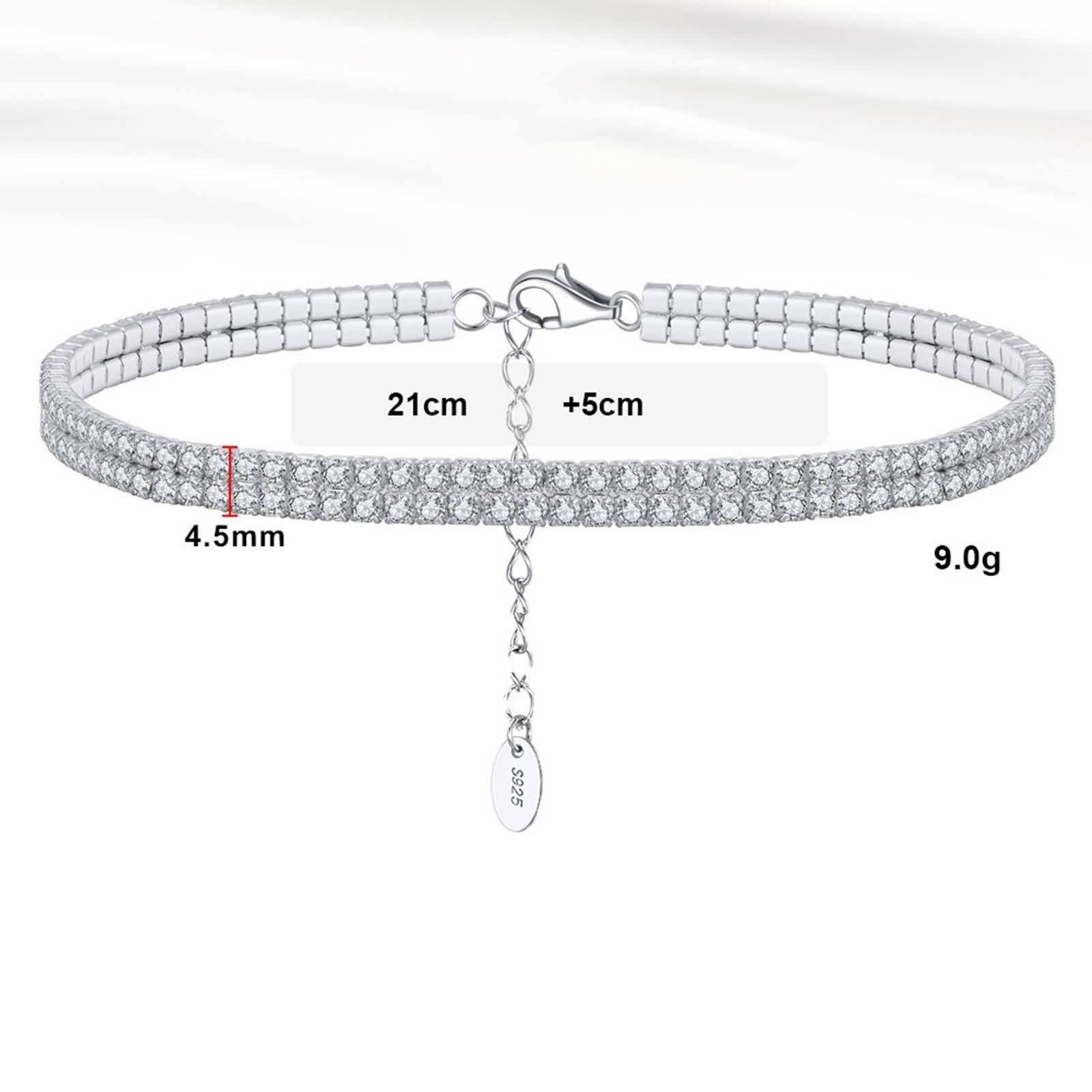 Fußkettchen für Damen Silber 925 Zirkonia, Fußbändchen Lang Tenniskette Schmuck Verstellbar Silber Geburtstagsgeschenk