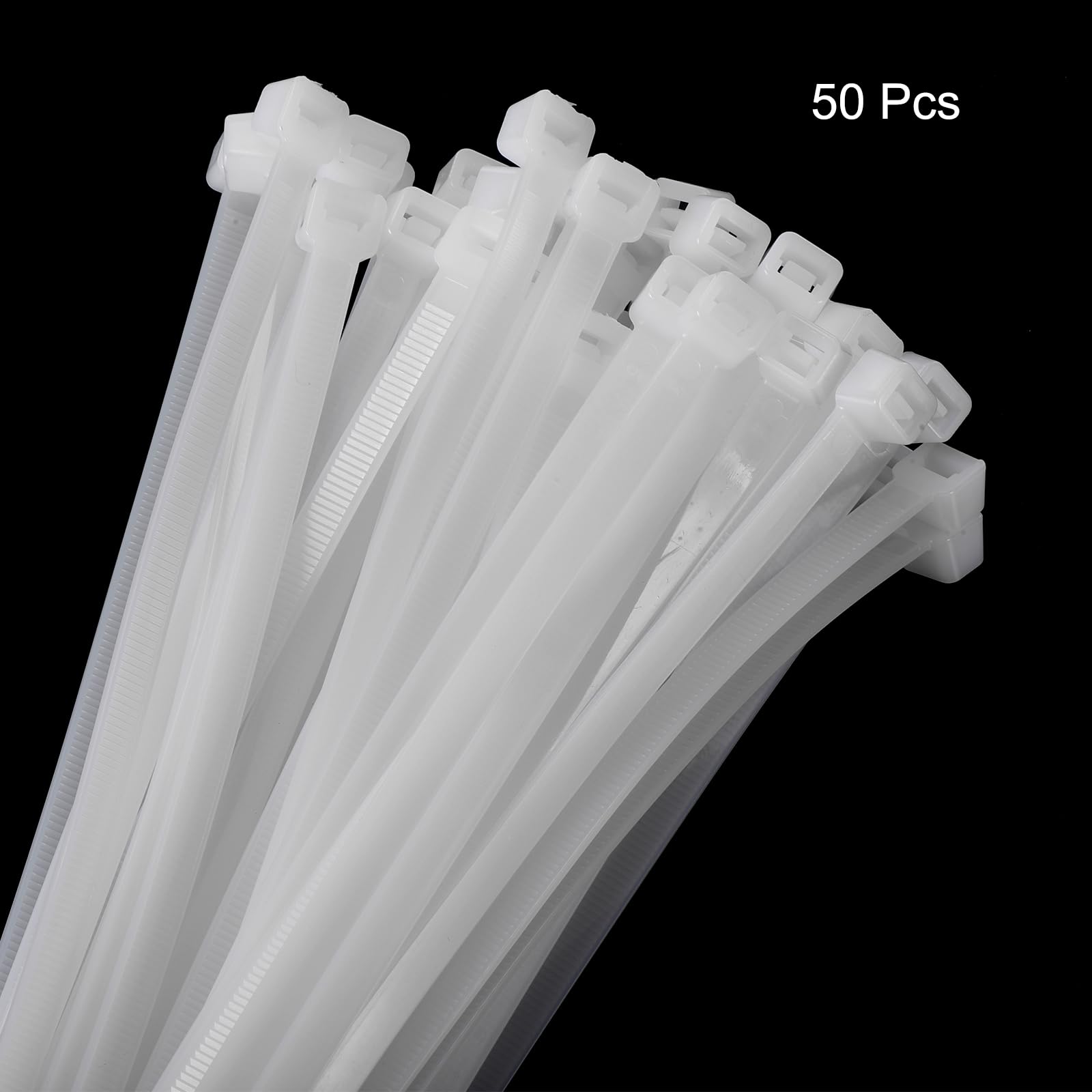 QUARKZMAN 50pz Fascette Stringicavo in Nylon Extra Lunghezza 100cm/39" 176 Lbs 10mm Auto-Bloccanti per Gestione Cavi, Bianche