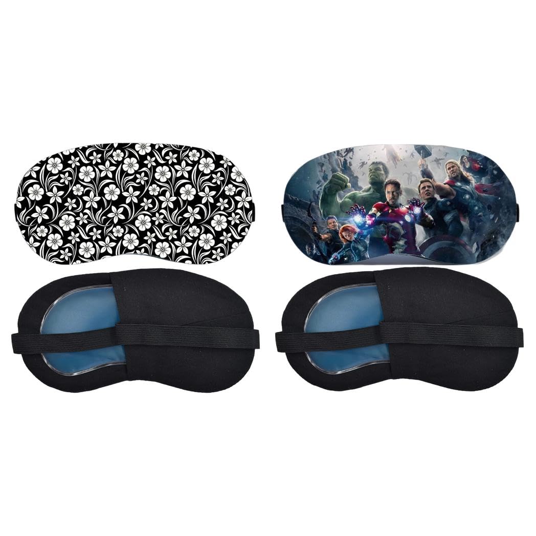 Aoxeria Monochrome Floral Pattern & Colourful Team Print Sleeping Mask Combo, Soft Comfortable Light-Blocking Eye Cover for Women, Men & Kids, Reusable Blindfold for Sleep, Nap & Travel (Pack of 2)-image-16