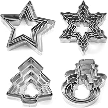 Conjunto de formas de biscoito, 20 peças de forma de estrela/floco de neve/árvore de Natal/boneco de neve forma de biscoito de aço inoxidável cortadores de moldes para cozinha casa assar