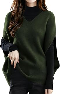 [Ladyangel] ニット ベスト レディース トップス Vネック 重ね着 ゆったり チュニック 伸縮性 着痩せ オフィスカジュアル プルオーバー