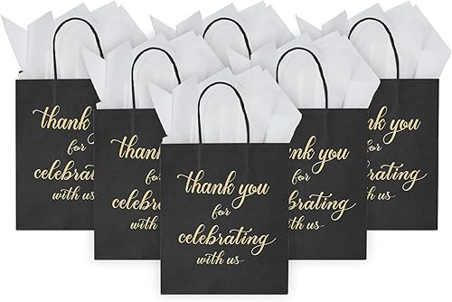 Miniatura 2 de DjinnGlory Paquete de 50 bolsas de regalo de bienvenida con asas y 50 papel de seda blanco para invitados de hotel, despedida de soltera, regalos de