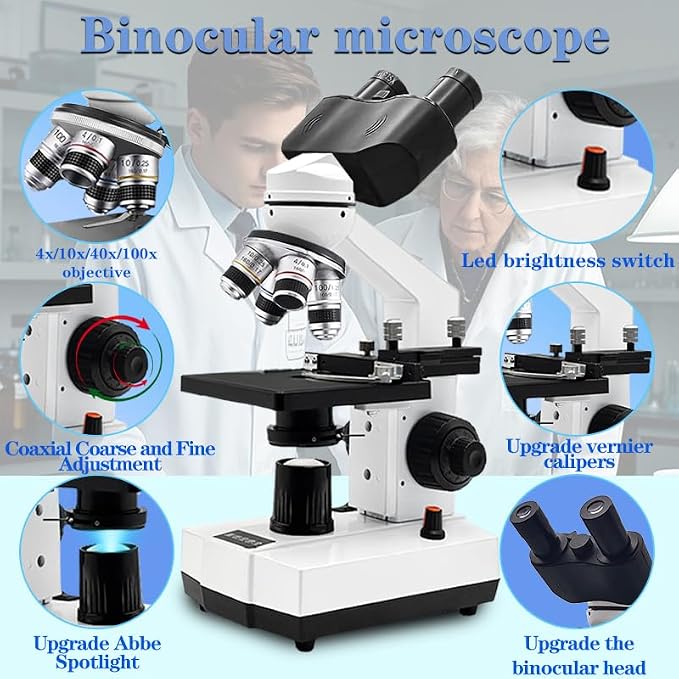 Microscopio Compuesto Binocular para Estudiantes 40X-5000X miniatura 3