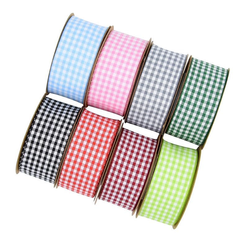 Ruban à carreaux Vichy lot de 8 rouleaux de 5m pour mercerie créative et couture