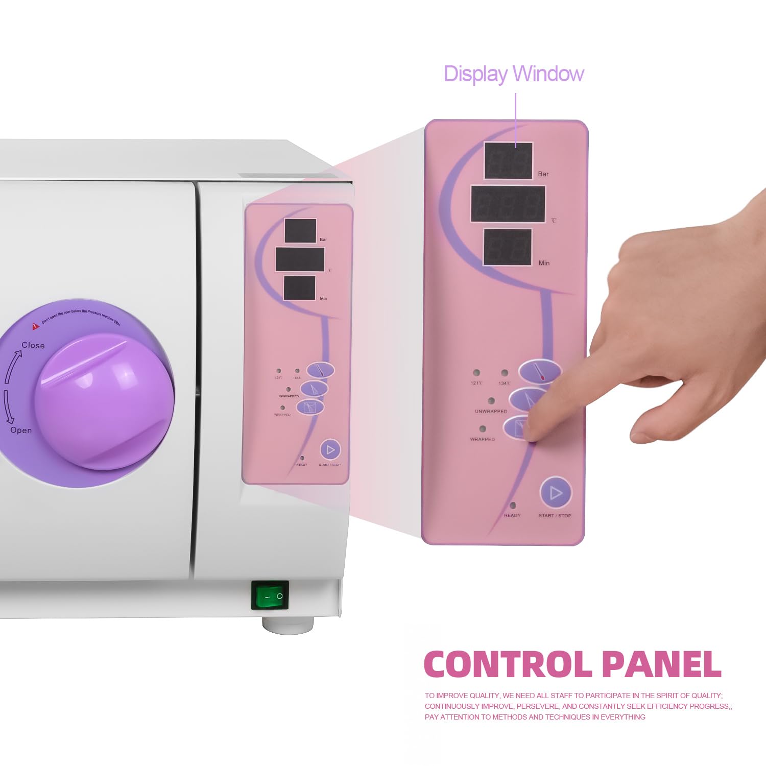 BONEW Oral Autoklav Vollautomatischer Desinfektor Klasse N 16L/18L/23L Hochdruck-Hochtemperatur-Dampf-Autoklav Digitalanzeige Vakuum Edelstahl (16L)