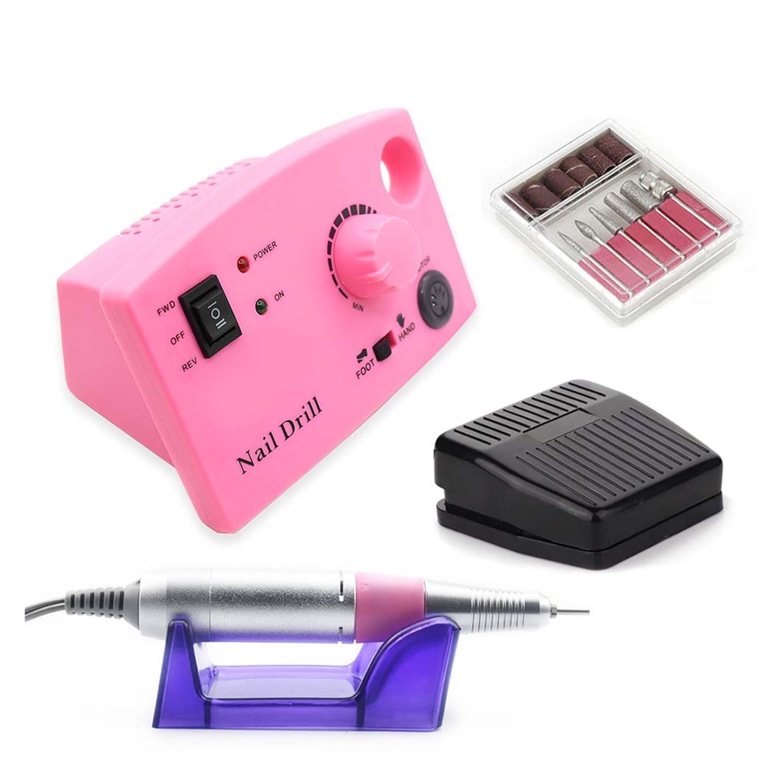 Frezarka do paznokci, Elektryczna wiertarka do paznokci, profesjonalna akumulatorowa maszyna do manicure 35000 obr./min, wiertarka do paznokci do Manicure Pedicure Nail Art(PINK)