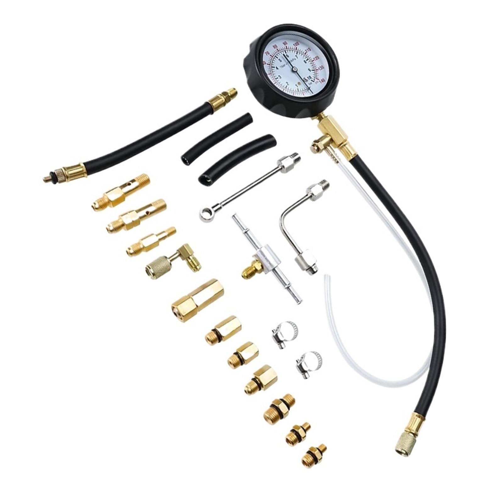 Kit Di Strumenti Diagnostici For Misuratore Pressione Della Pompa Iniezione Del Carburante 0-140PSI, Set For Tester For Benzina Motore For La Maggior Parte Delle Auto Abbastanza Accurato(No Box)
