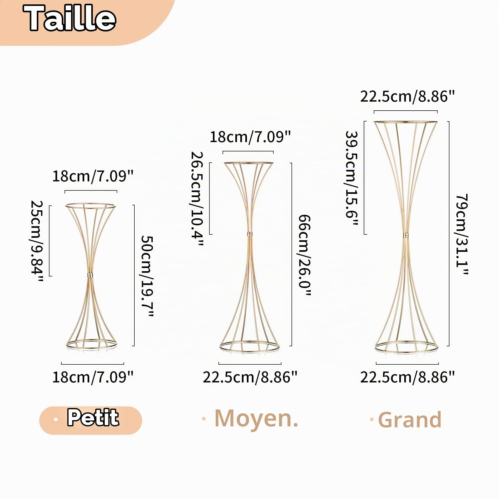 NUPTIO Vase Haut Mariage Or: 2 Pièces 50cm Hauteur Centre de Table Metal Support Fleur Trompette Doré Vases pour Wedding Anniversaire Fête Ceremonie Réception