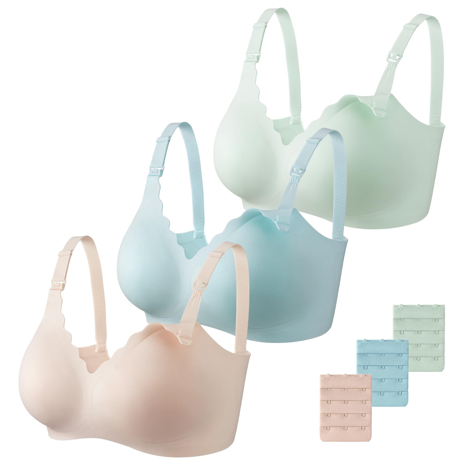 Dresime Reggiseni Allattamento, 3 Pezzi Reggiseno per maternità Senza Fili Ultra Comfort Reggiseni di Gravidanza per Le Donne