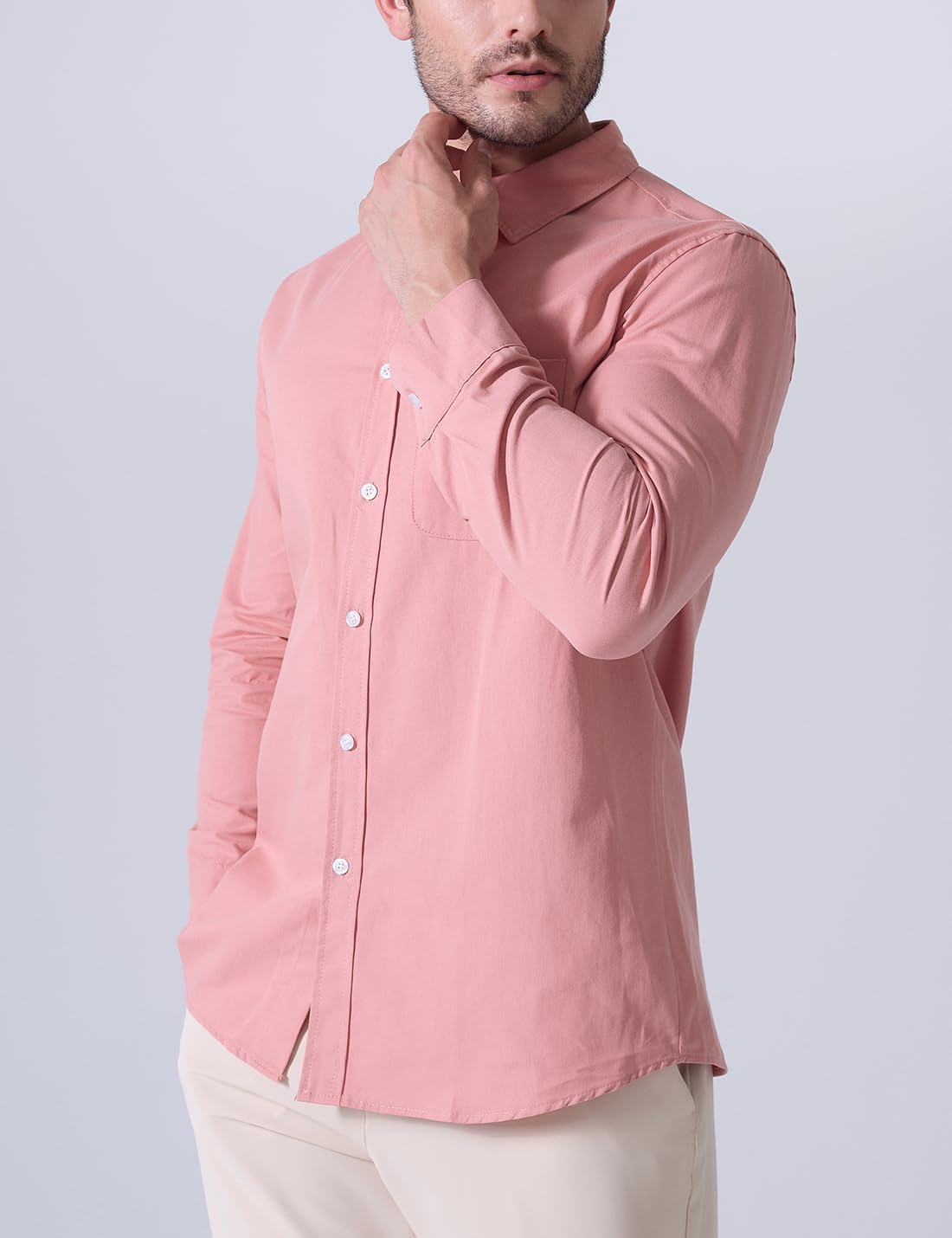 Mens Denim Shirt Long Sleeve Button Down Shacket Work Western Shirts Regular Fit Cowboy Casual Blouse - Image 3