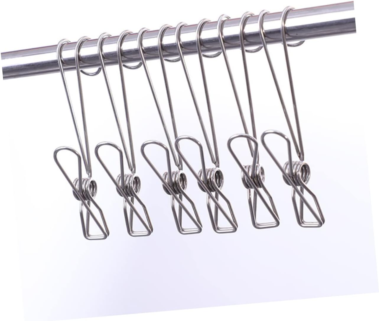 Stainless Steel Clips with Hook 10Pcs, Rustproof Clamps for Laundry